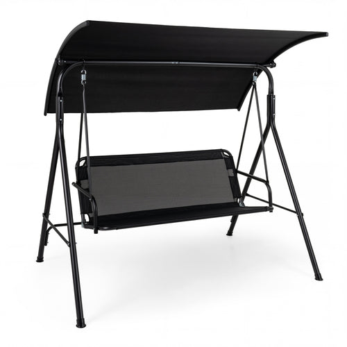 3-Seat Outdoor Patio Swing Chair, Black