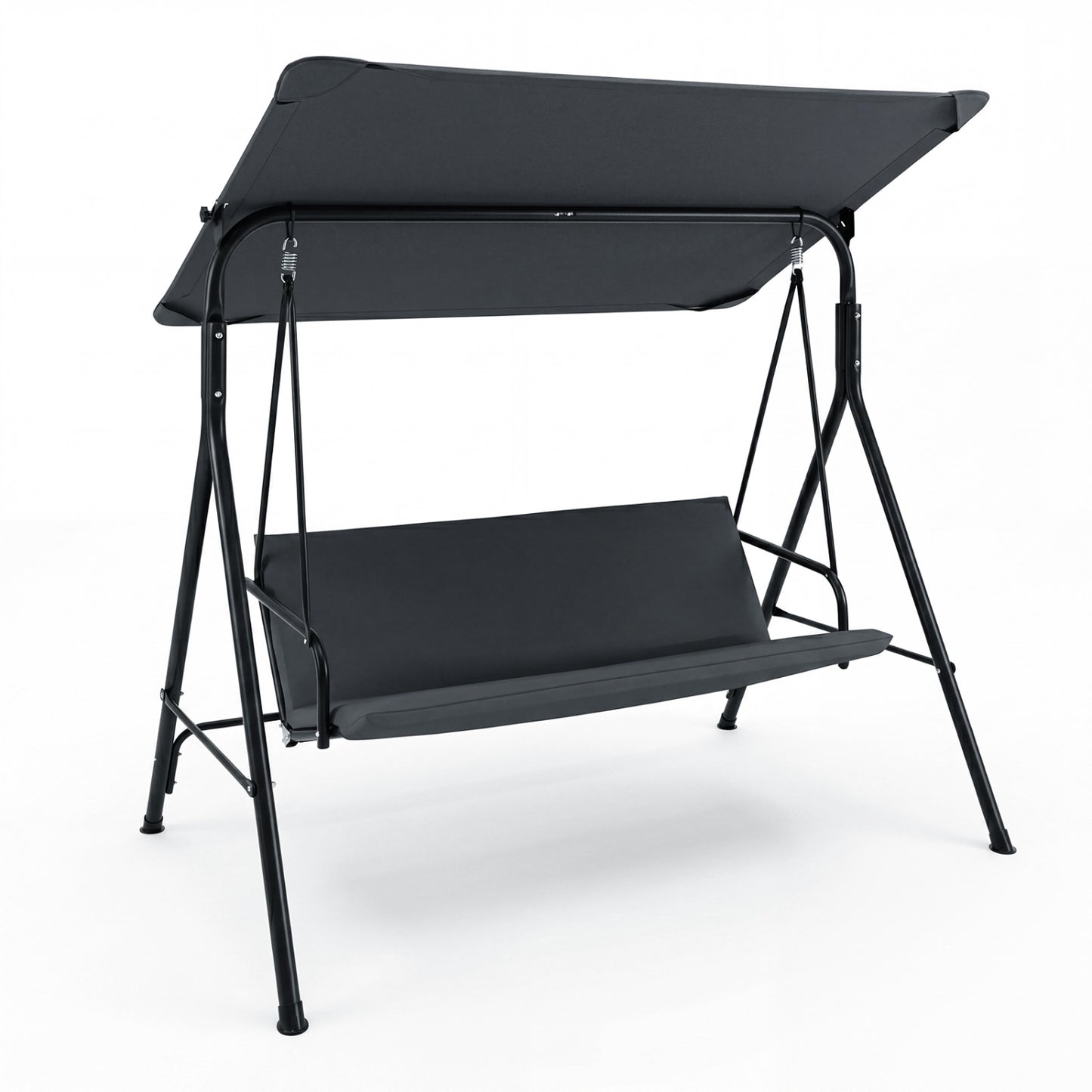 3-Seat Patio Swing Chair with Adjustable Canopy & Removable Cushion, Gray Porch Swings Gray at Gallery Canada