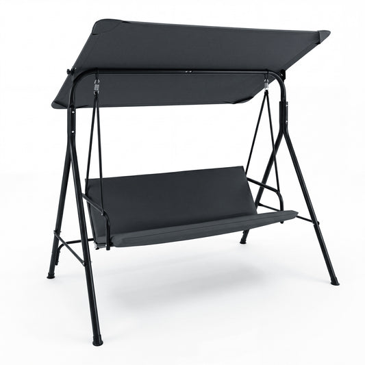 3-Seat Patio Swing Chair with Adjustable Canopy & Removable Cushion, Gray Porch Swings Gray at Gallery Canada