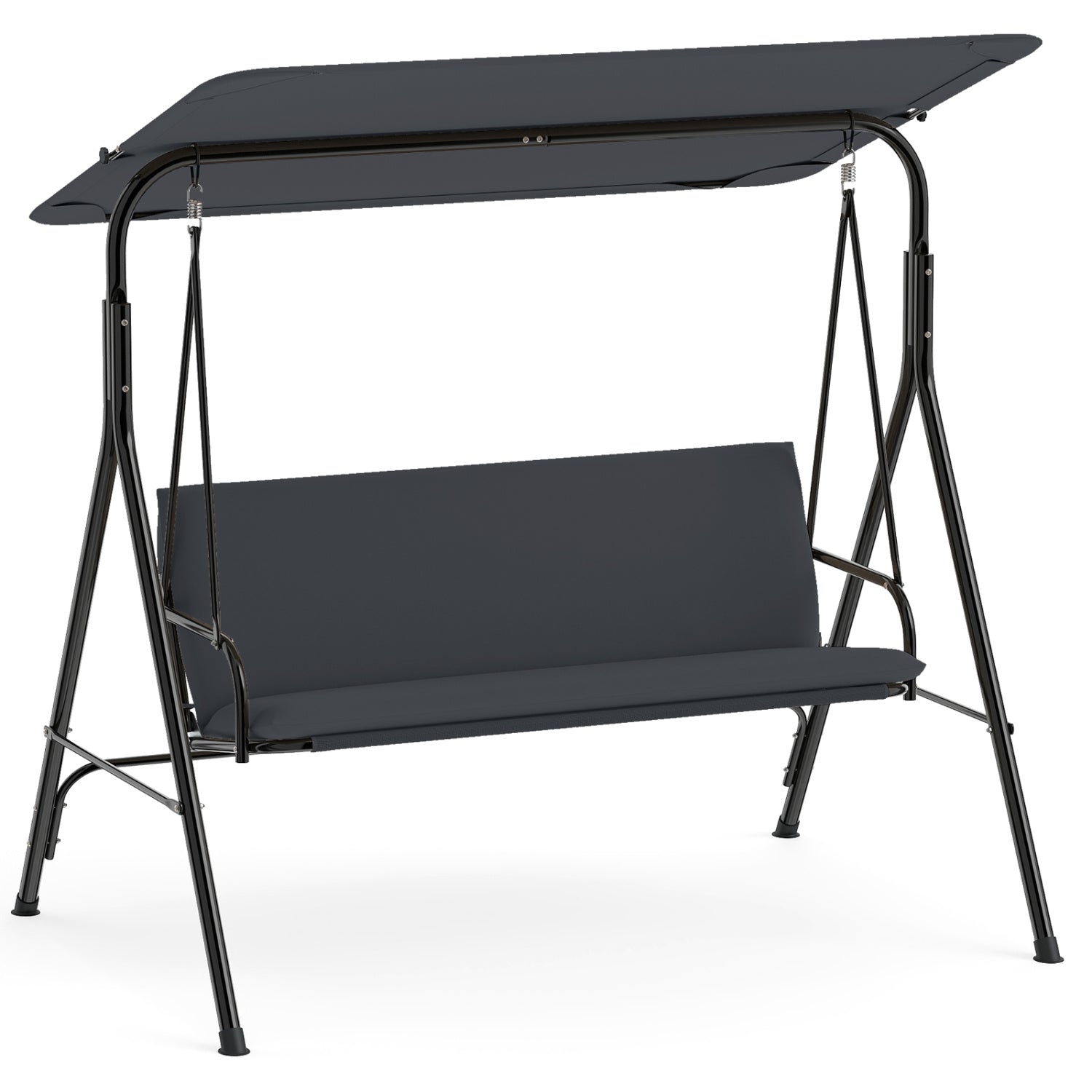3-Seat Patio Swing Chair with Adjustable Canopy & Removable Cushion, Gray Porch Swings at Gallery Canada