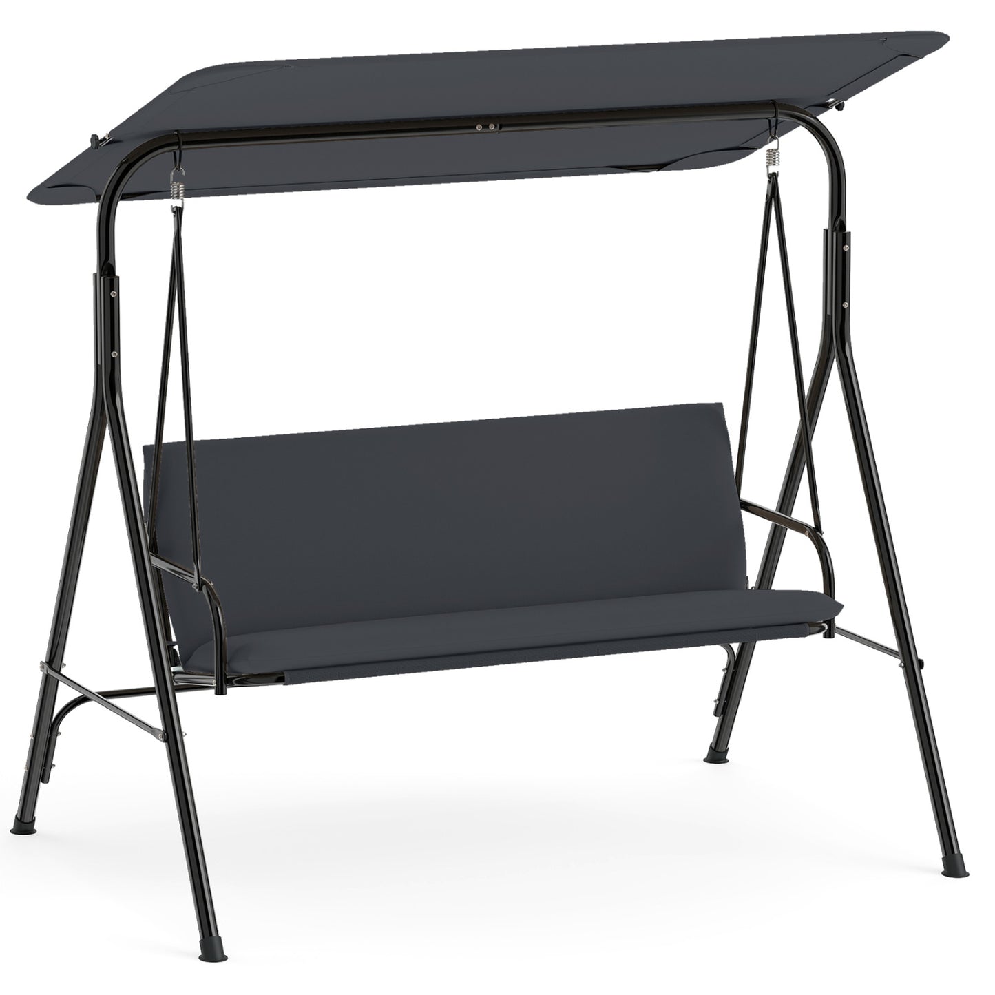 3-Seat Patio Swing Chair with Adjustable Canopy & Removable Cushion, Gray Porch Swings at Gallery Canada
