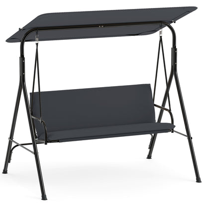 3-Seat Patio Swing Chair with Adjustable Canopy & Removable Cushion, Gray Porch Swings at Gallery Canada