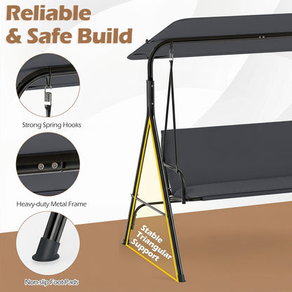 3-Seat Patio Swing Chair with Adjustable Canopy & Removable Cushion, Gray Porch Swings at Gallery Canada
