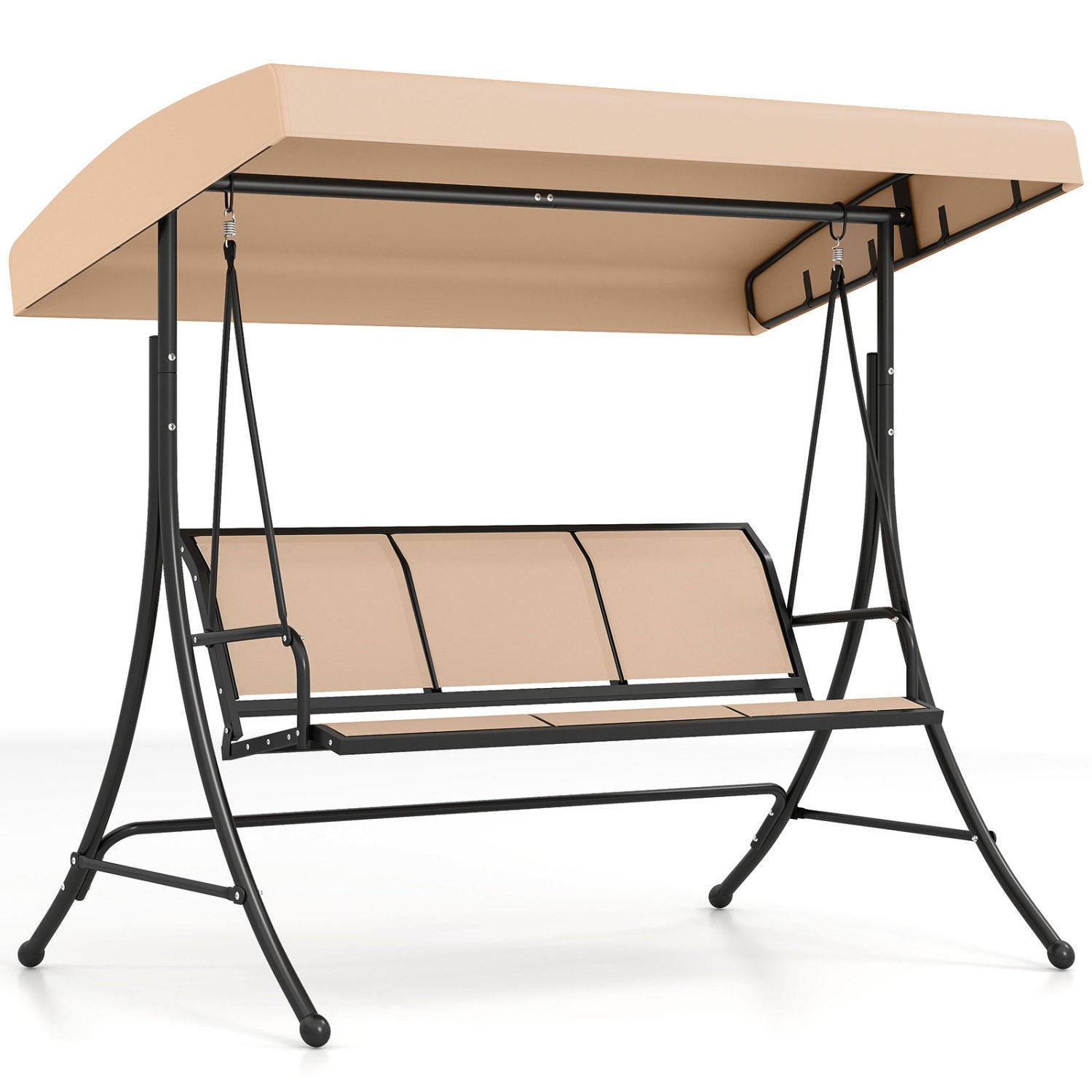 3-Seat Patio Swing Chair with Adjustable Canopy , Black Porch Swings Black at Gallery Canada