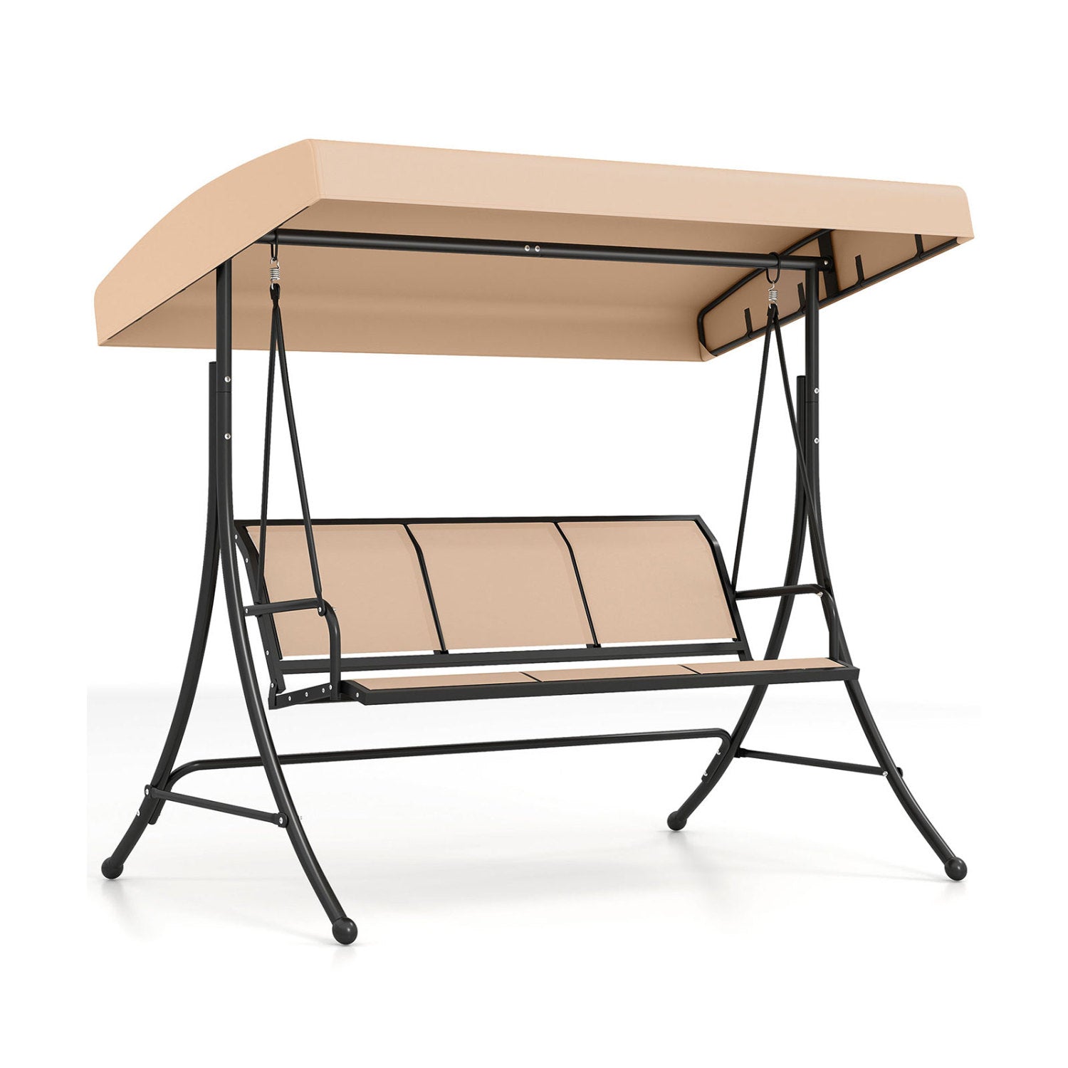 3-Seat Patio Swing Chair with Adjustable Canopy , Black Porch Swings at Gallery Canada