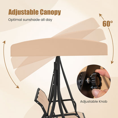 3-Seat Patio Swing Chair with Adjustable Canopy , Black Porch Swings at Gallery Canada