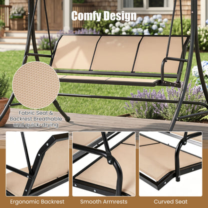 3-Seat Patio Swing Chair with Adjustable Canopy , Black Porch Swings at Gallery Canada