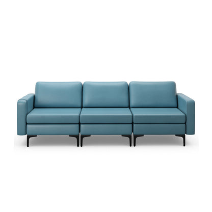 3-Seat Sectional Sofa, With Armrest Magazine Pocket, Metal Leg, Blue Sofas & Loveseats at Gallery Canada