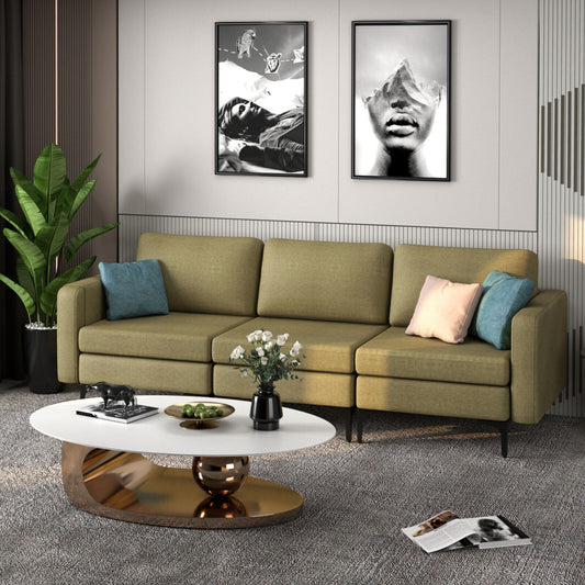 3-Seat Sectional Sofa, With Armrest Magazine Pocket, Metal Leg, Green Sofas & Loveseats Green at Gallery Canada