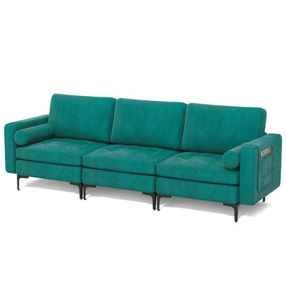 3-Seat Sectional Sofa, Side Storage Pocket, Metal Leg, Teal Sofas & Loveseats at Gallery Canada