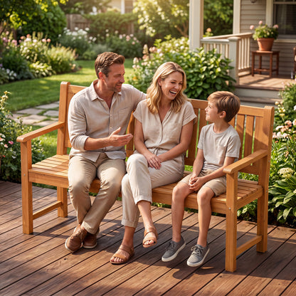 3-Seater Outdoor Wooden Bench, 59 Inch, Yellow