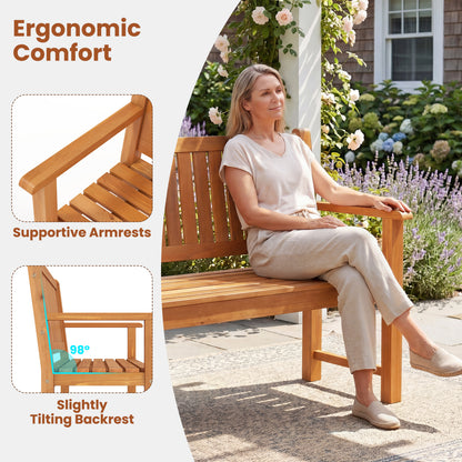 3-Seater Outdoor Wooden Bench, 59 Inch, Yellow