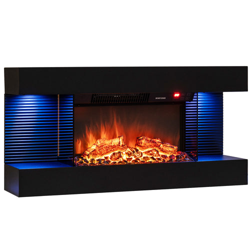 3-Sided Wall Mount Electric Fireplace, 12 Flame Ambient, 32 Inches, Black