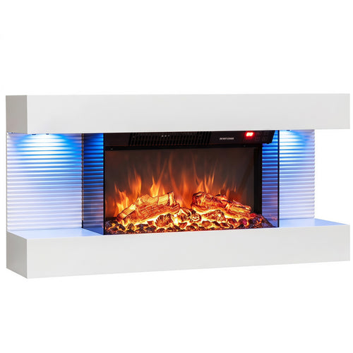 3-Sided Wall Mount Fireplace with Mantel, 32 Inch, White