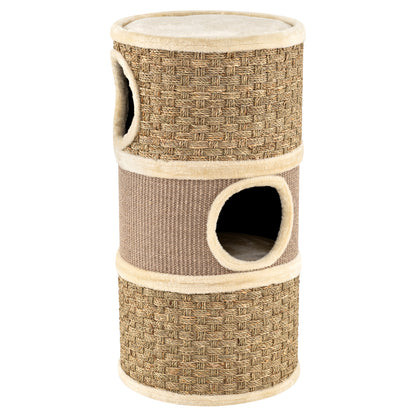 3-Story Cat Condo 28 Inch Multi-level Cat Hideaway with Sisal Scratching Pad, Brown Cat Trees Condos & Scratchers at Gallery Canada