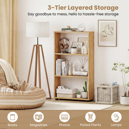 3-Tier Bookcase 42 inch Tall Book Shelf with Anti-Tipping Kit, Brown Bookcases at Gallery Canada