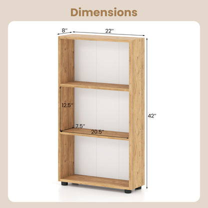 3-Tier Bookcase 42 inch Tall Book Shelf with Anti-Tipping Kit, Brown Bookcases at Gallery Canada