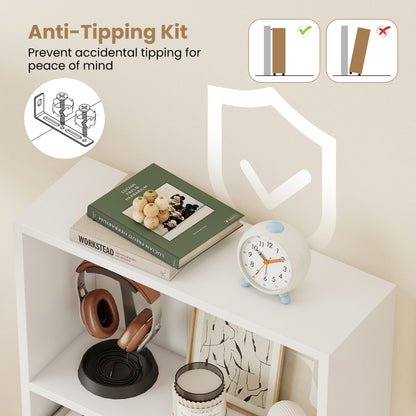 3-Tier Bookcase 42 inch Tall Book Shelf with Anti-Tipping Kit, White Bookcases at Gallery Canada