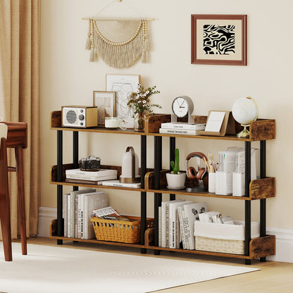 3-Tier Bookshelf with Anti-Tipping Kit and Industrial Storage Unit for Living Room, Rustic Brown Bookcases at Gallery Canada