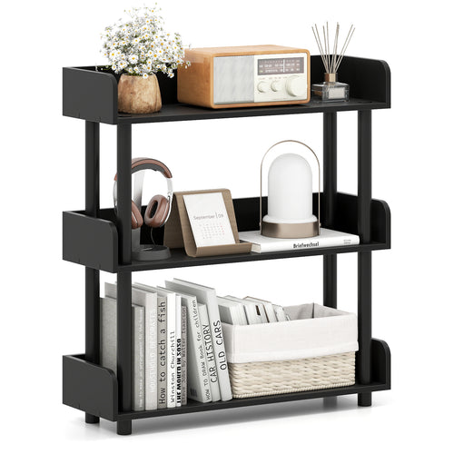 3-Tier Bookshelf with Anti-Tipping Kit and Industrial Storage Unit for Living Room, Black
