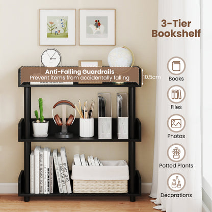 3-Tier Bookshelf with Anti-Tipping Kit and Industrial Storage Unit for Living Room, Black Bookcases at Gallery Canada