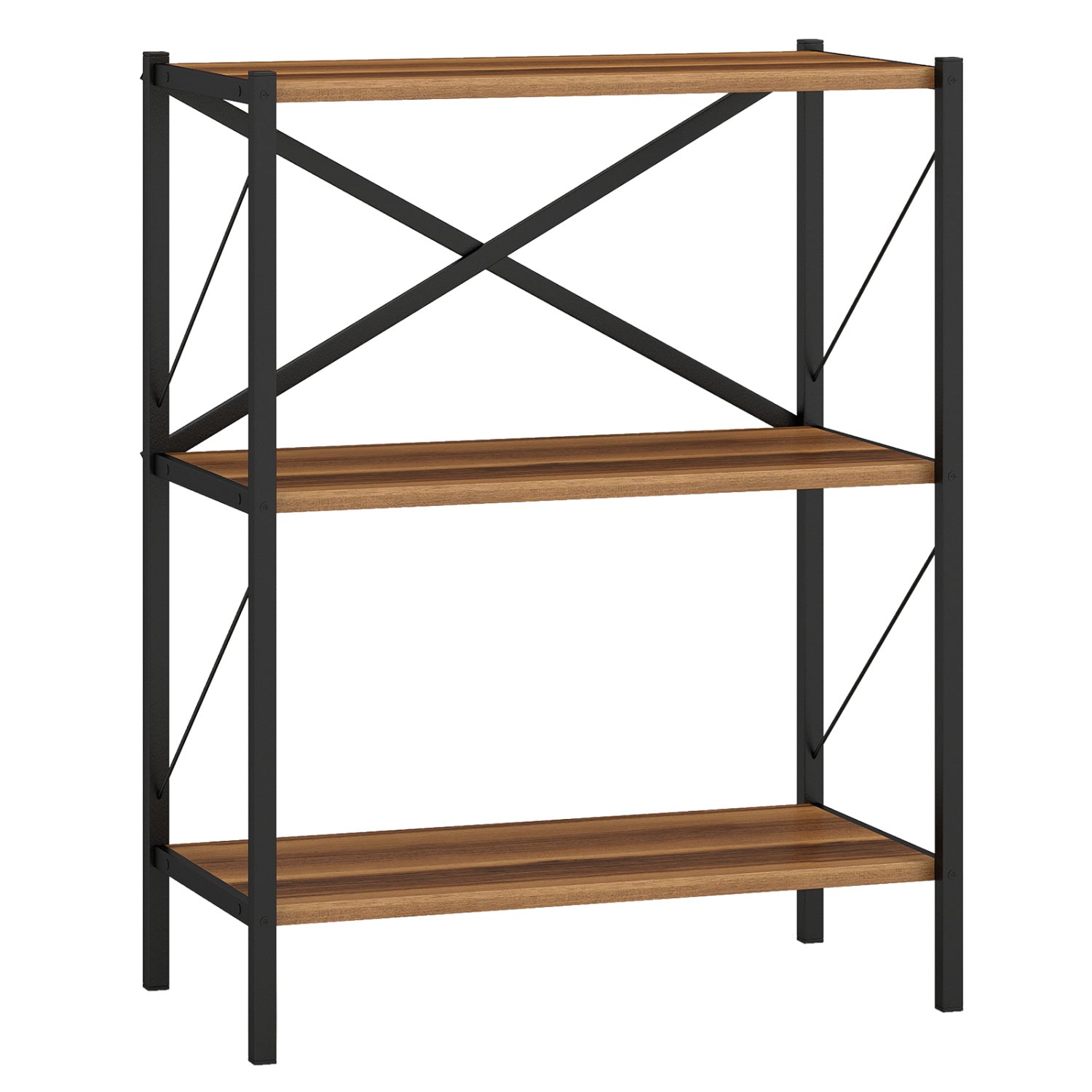 3-Tier Bookshelf with Heavy-Duty Metal Frame, Walnut Bookcases Walnut at Gallery Canada