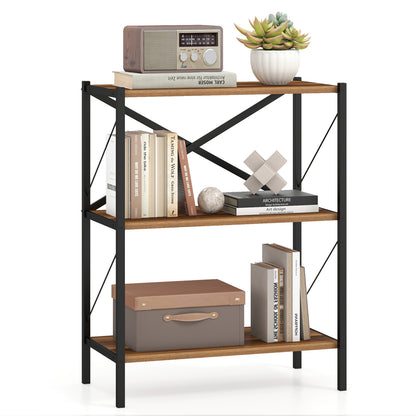3-Tier Bookshelf with Heavy-Duty Metal Frame, Walnut Bookcases at Gallery Canada