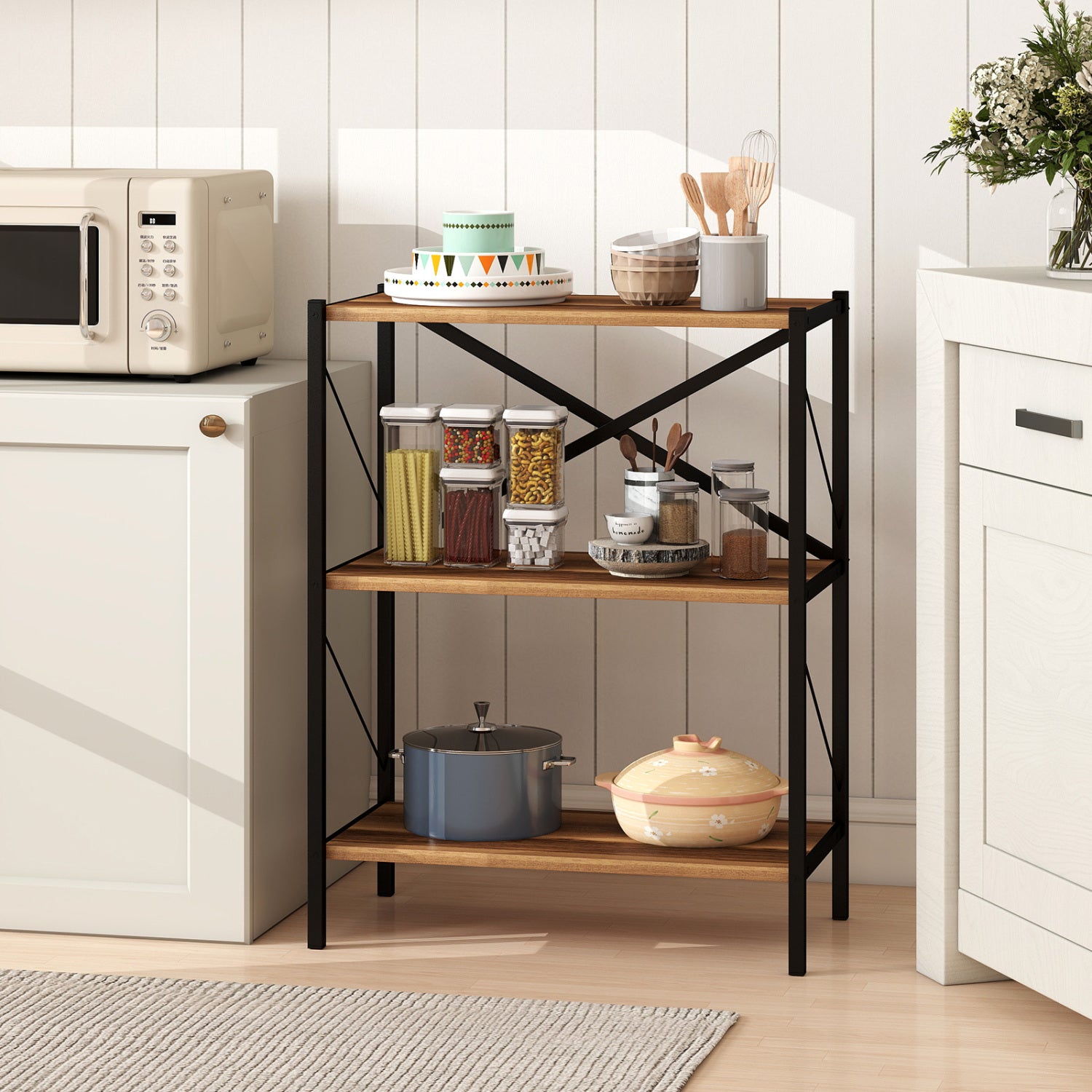 3-Tier Bookshelf with Heavy-Duty Metal Frame, Walnut Bookcases at Gallery Canada