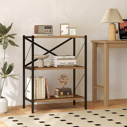 3-Tier Bookshelf with Heavy-Duty Metal Frame, Walnut Bookcases at Gallery Canada