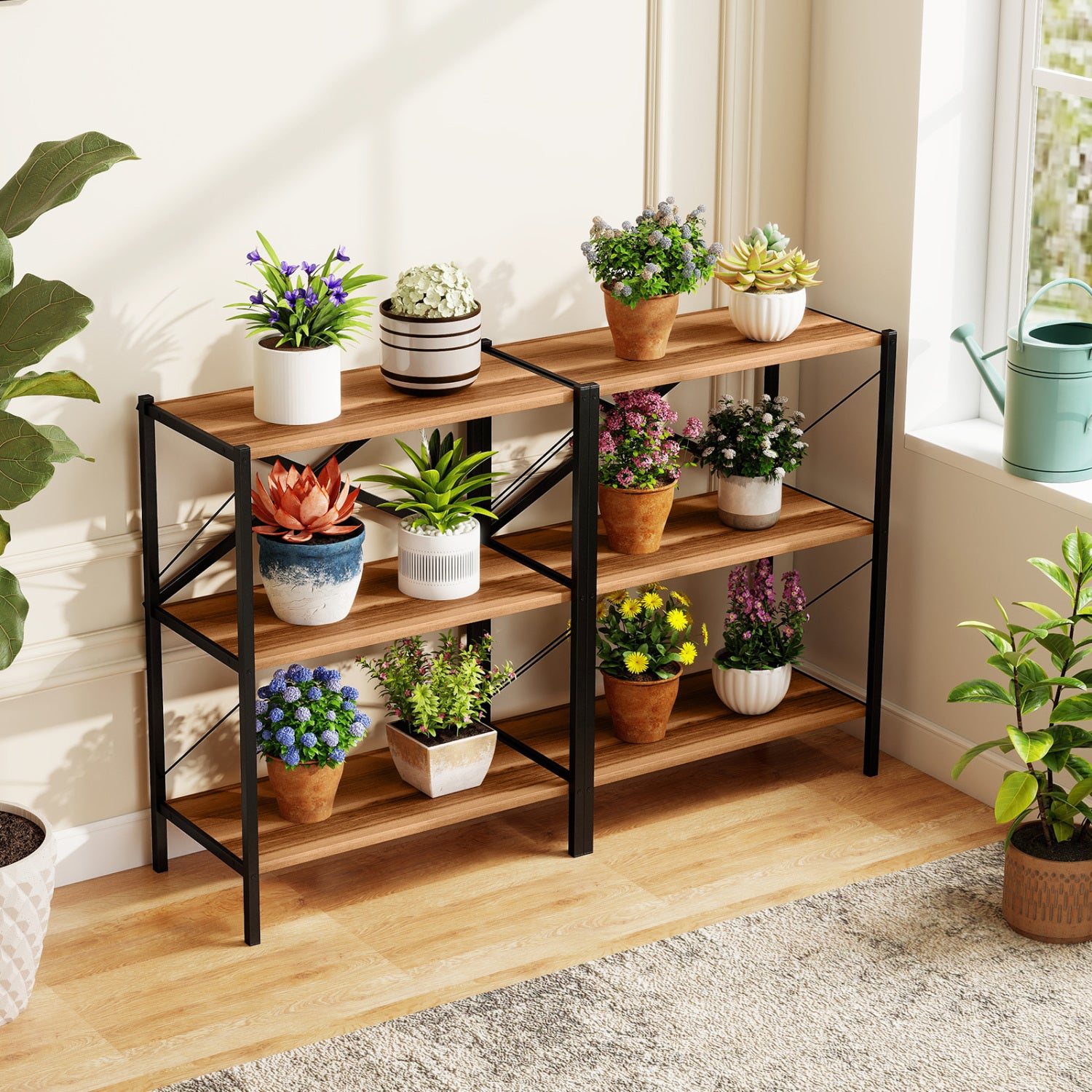 3-Tier Bookshelf with Heavy-Duty Metal Frame, Walnut Bookcases at Gallery Canada