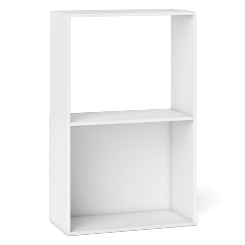 3-Tier Bookshelf with Open Storage Compartment and Freestanding Display Shelf, White