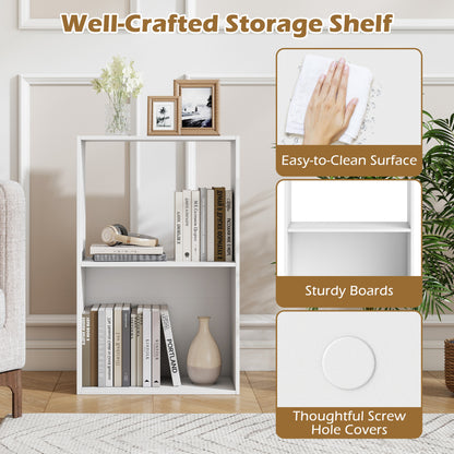 3-Tier Bookshelf with Open Storage Compartment and Freestanding Display Shelf, White Bookcases at Gallery Canada
