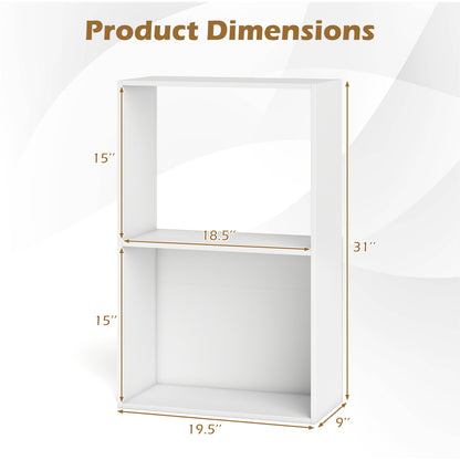 3-Tier Bookshelf with Open Storage Compartment and Freestanding Display Shelf, White Bookcases at Gallery Canada
