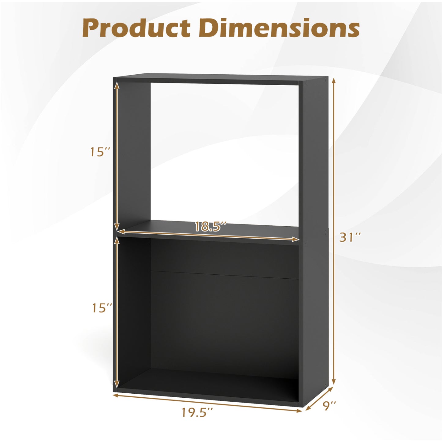 3-Tier Bookshelf with Open Storage Compartment and Freestanding Display Shelf, Black Bookcases at Gallery Canada