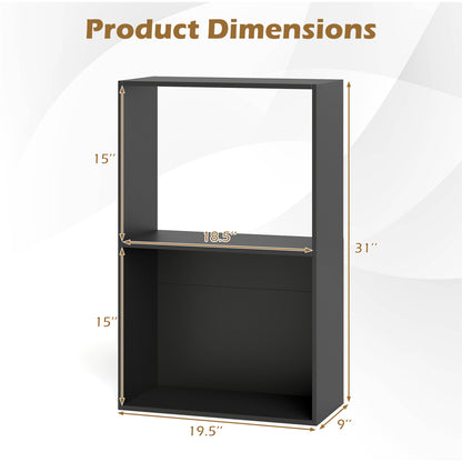 3-Tier Bookshelf with Open Storage Compartment and Freestanding Display Shelf, Black Bookcases at Gallery Canada