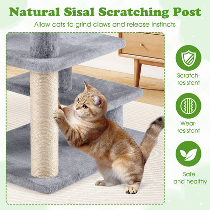 3-Tier Cat Stairs, 19 Inch, Plush Steps With Scratching Posts, Gray Cat Trees Condos & Scratchers at Gallery Canada