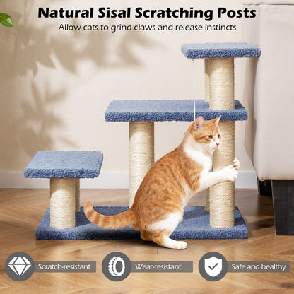 3-Tier Cat Stairs, 20 Inch, Scratching Posts, Hanging Toy, Gray Cat Trees Condos & Scratchers at Gallery Canada