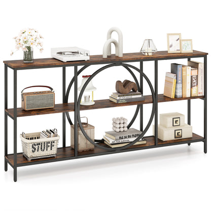 3-Tier Console Table with Faux Marble Top and Storage Shelves for Hallway Living Room, Rustic Brown Console Tables Rustic Brown at Gallery Canada