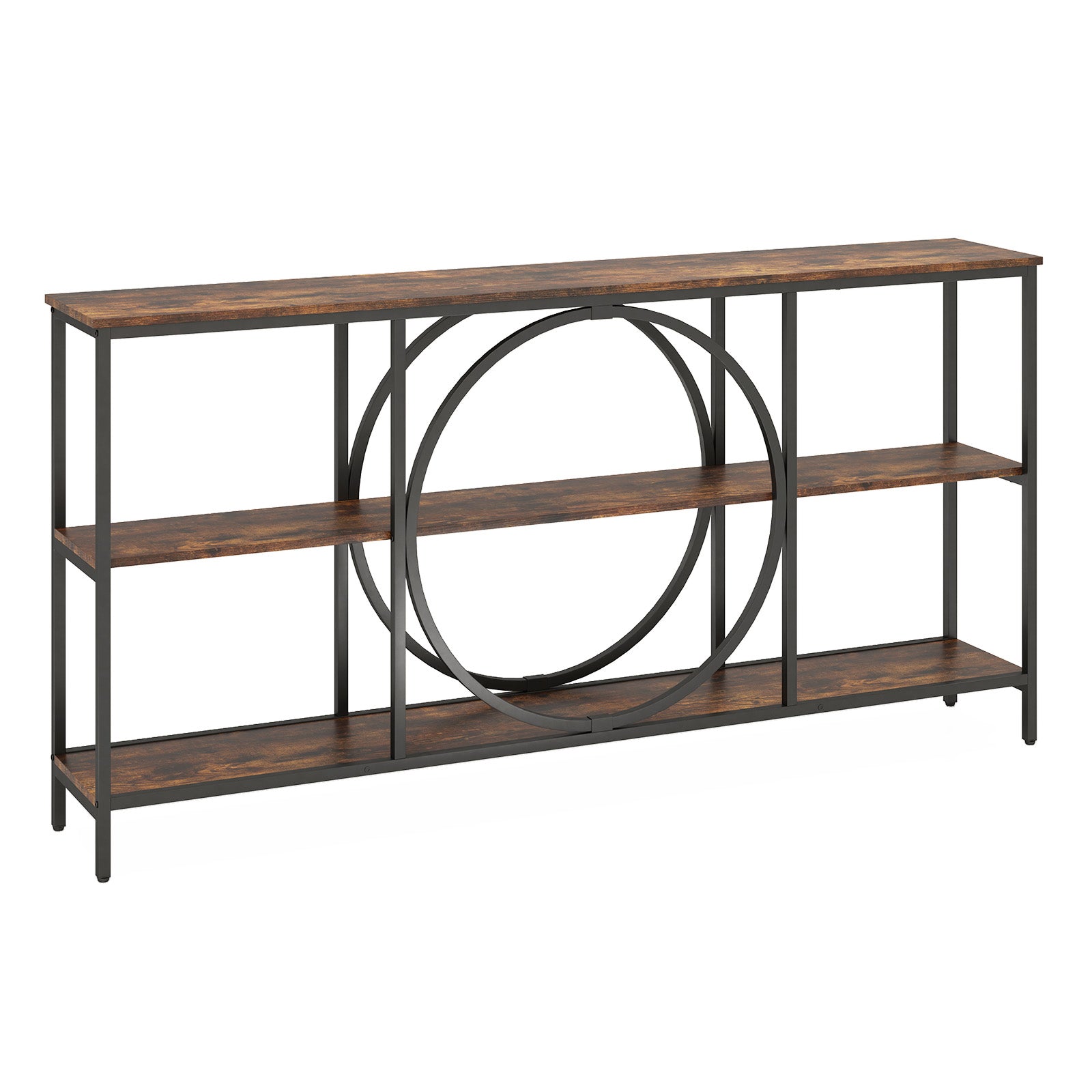 3-Tier Console Table with Faux Marble Top and Storage Shelves for Hallway Living Room, Rustic Brown Console Tables at Gallery Canada