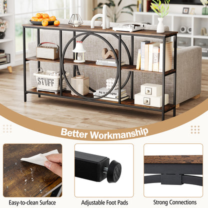 3-Tier Console Table with Faux Marble Top and Storage Shelves for Hallway Living Room, Rustic Brown Console Tables at Gallery Canada