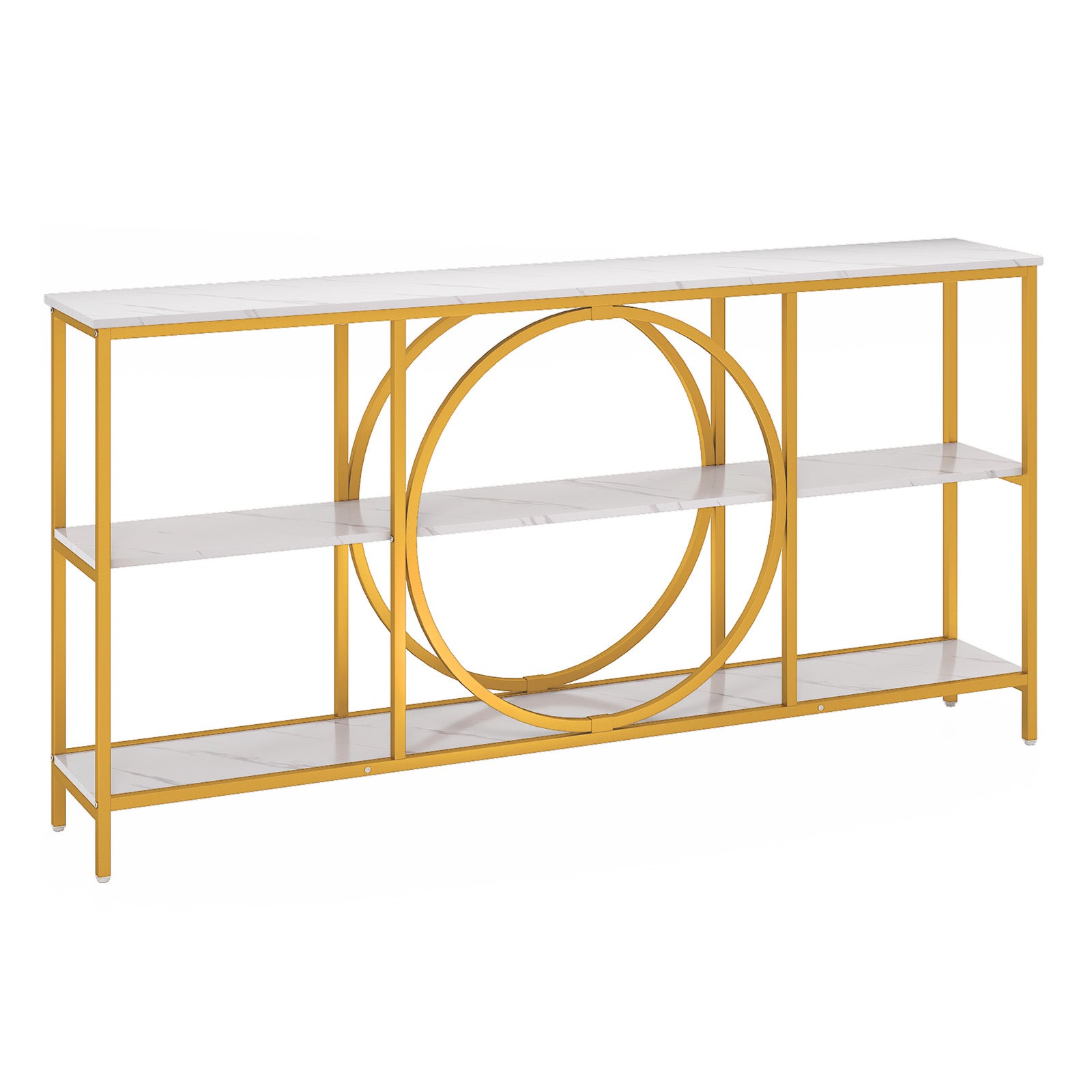 3-Tier Console Table with Faux Marble Top and Storage Shelves for Hallway Living Room, White Console Tables at Gallery Canada