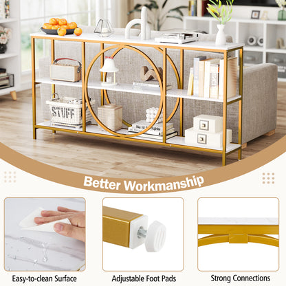 3-Tier Console Table with Faux Marble Top and Storage Shelves for Hallway Living Room, White Console Tables at Gallery Canada