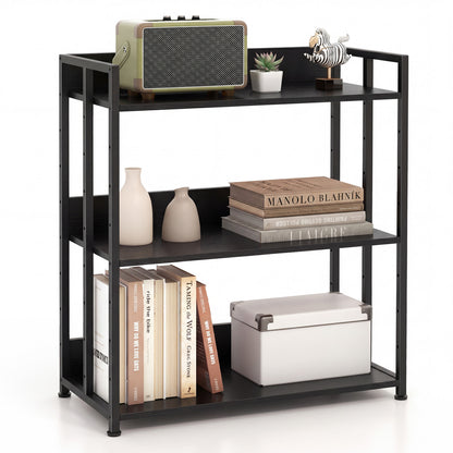 3-Tier Corner Bookshelf, Adjustable Shelves, Black