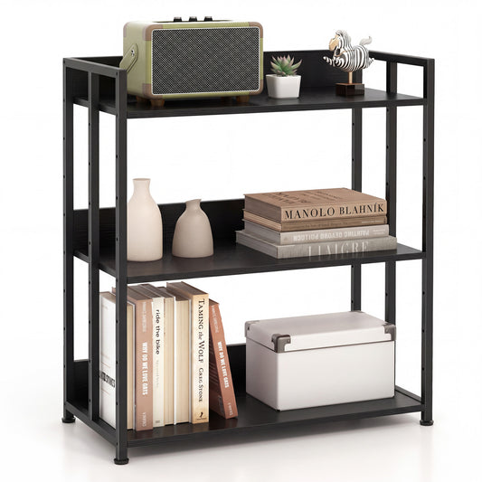3-Tier Corner Bookshelf, Adjustable Shelves, Black Bookcases Black at Gallery Canada