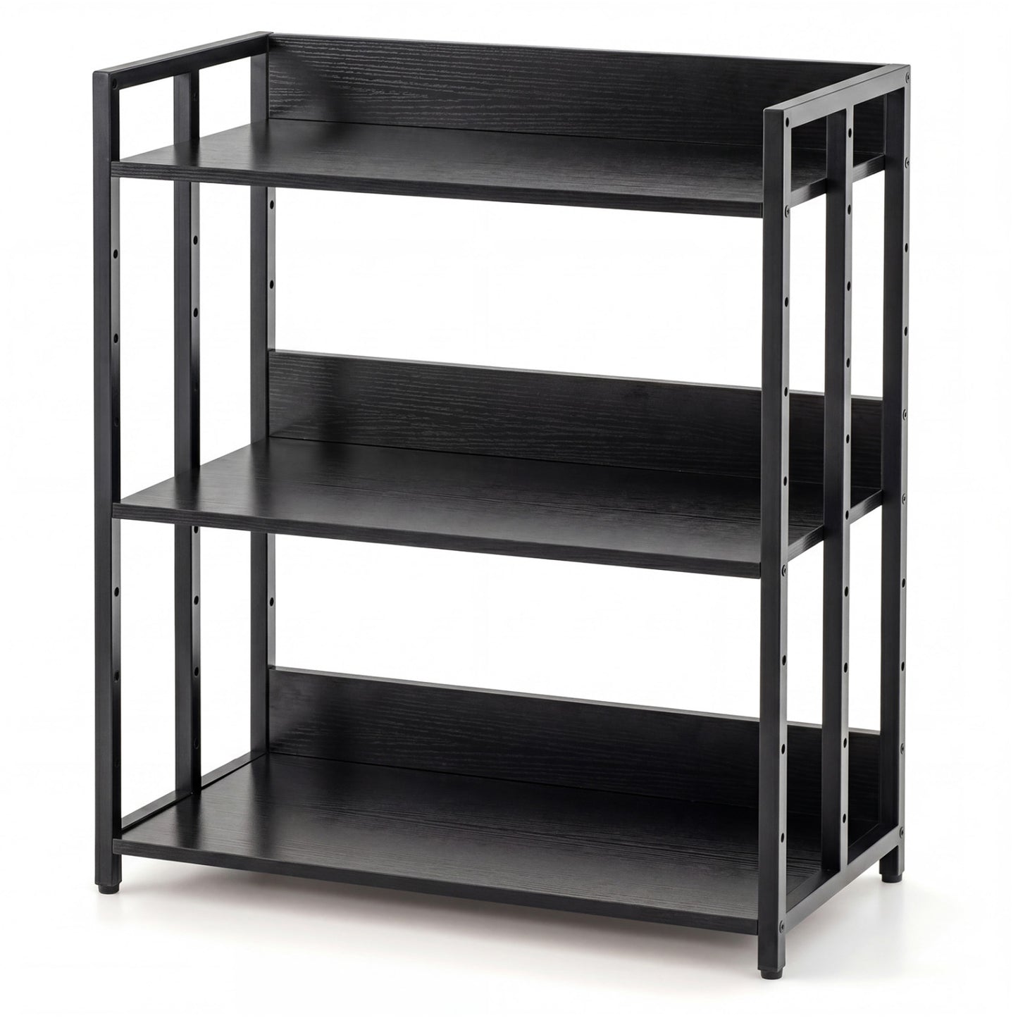 3-Tier Corner Bookshelf, Adjustable Shelves, Black