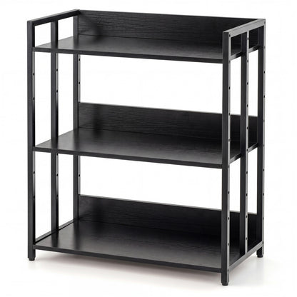 3-Tier Corner Bookshelf, Adjustable Shelves, Black