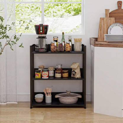 3-Tier Corner Bookshelf, Adjustable Shelves, Black