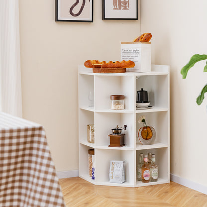 Armoire d'angle 3 niveaux avec station de recharge, blanc