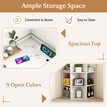 Armoire d'angle 3 niveaux avec station de recharge, blanc