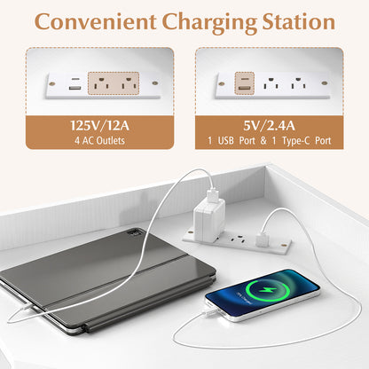 Armoire d'angle 3 niveaux avec station de recharge, blanc